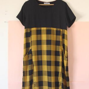 Vestido Canesú Escocés amarillo y negro